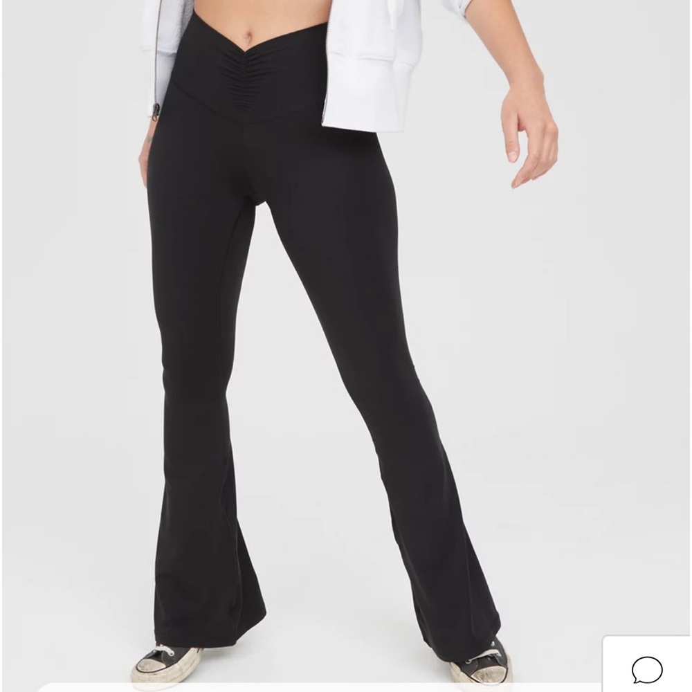 aerie high waisted ruched flare leggings size small